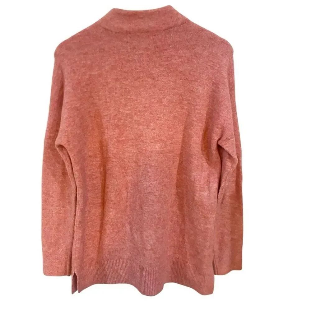 Loft, long sleeve cow neck, extra soft xs cream and pink turtleneck